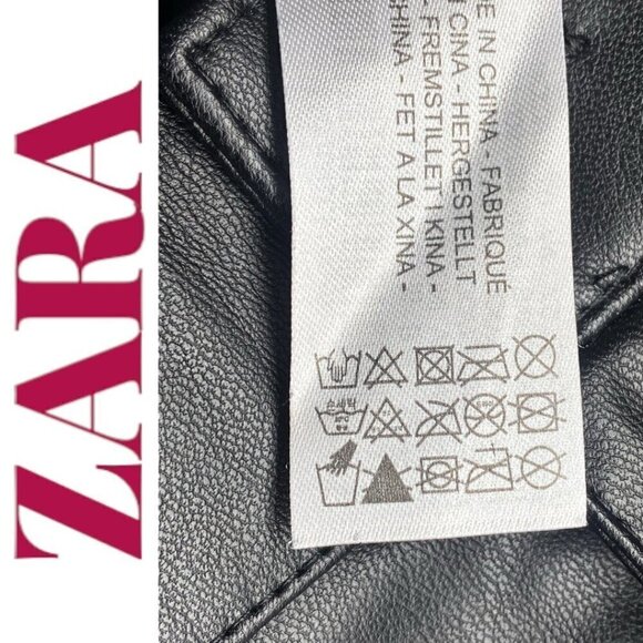 ZARA Faux Leather Slim Bootcut Flare Ankle Zip Full Length Pants Black, Size XS - Picture 13 of 16